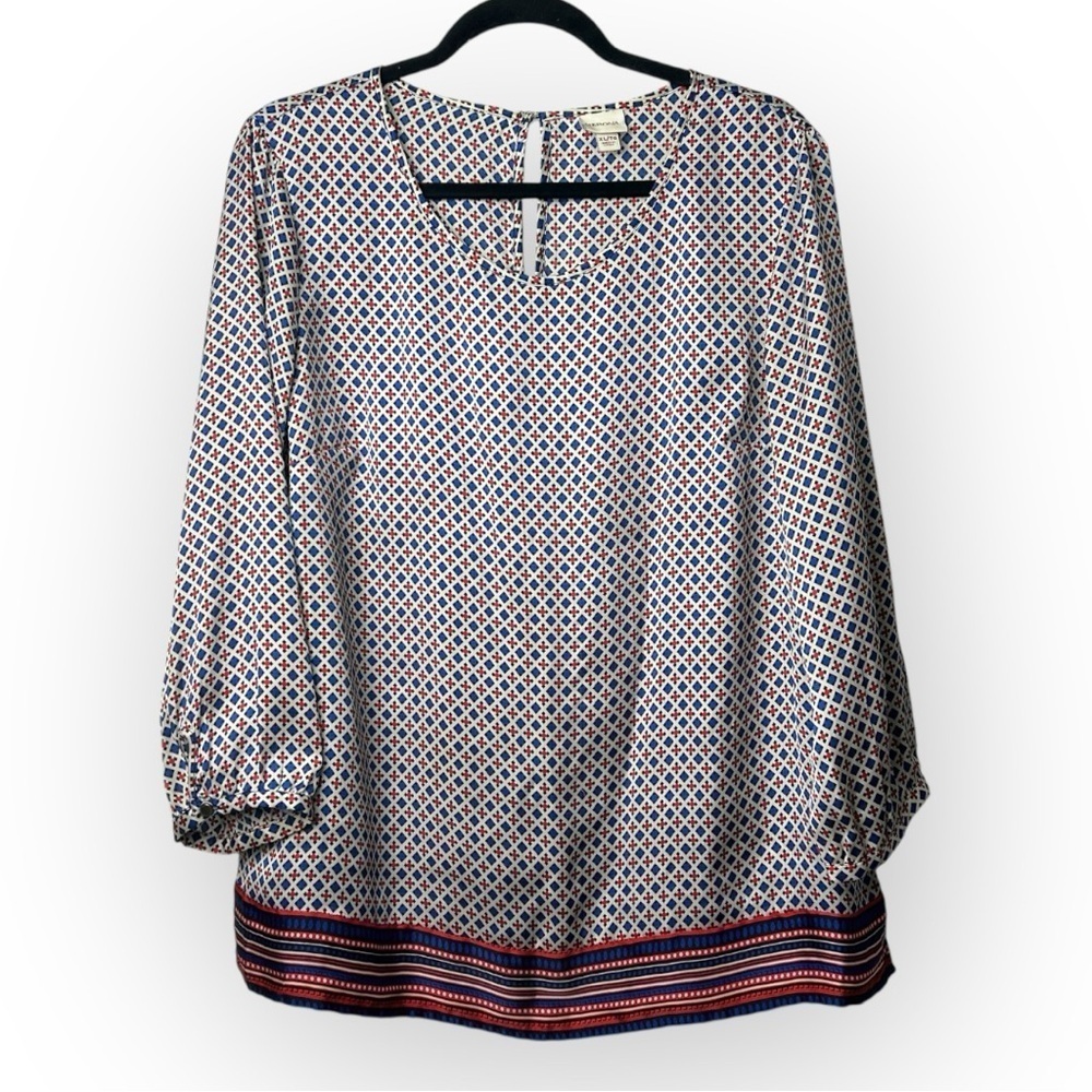 Merona Long Sleeve Patterned Blouse XL